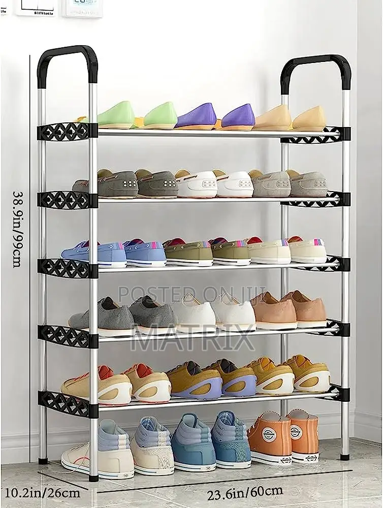 Stainless Shoe Rack + Steel Pipes (5 Layers)