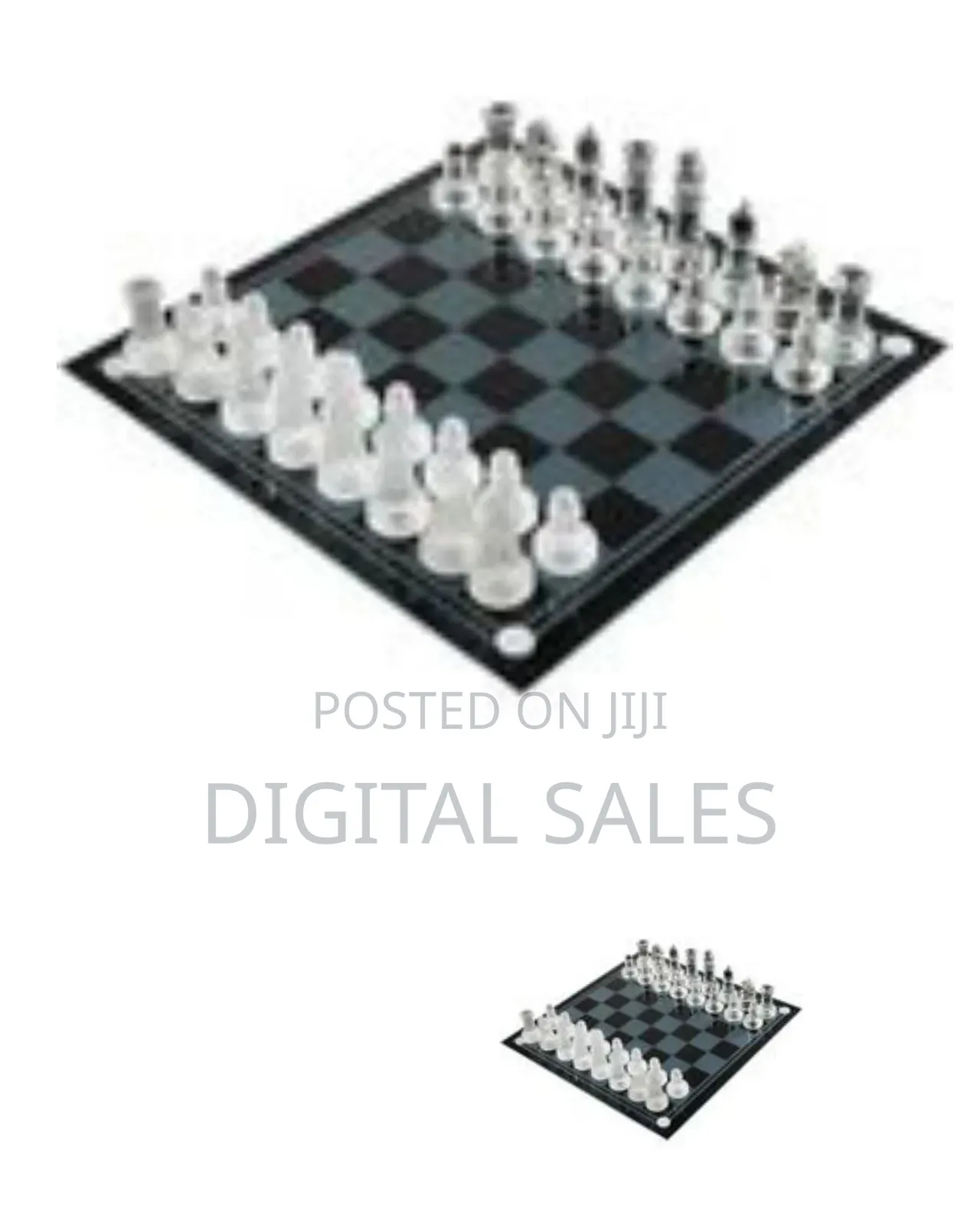 Elegant Glass Chess Set With Frosted and Clear Pieces