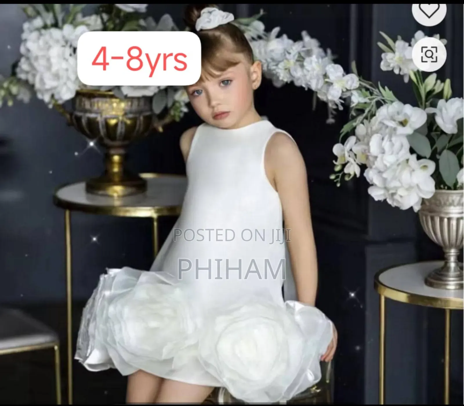 Girls White Dress(3-8yrs)