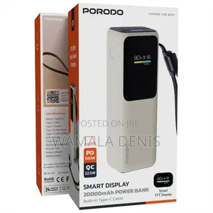 Porodo Smart Display 20000mah 100w Power Bank With Smart TFT Display