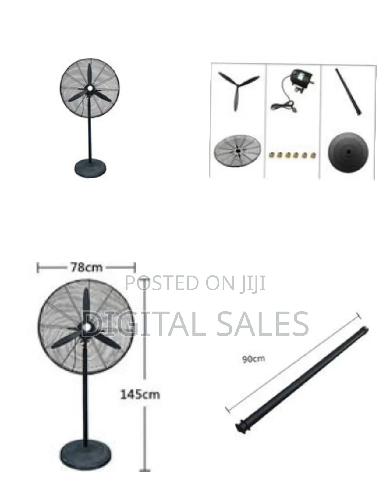 Heavy-Duty Industrial Pedestal Fan - Multicolor