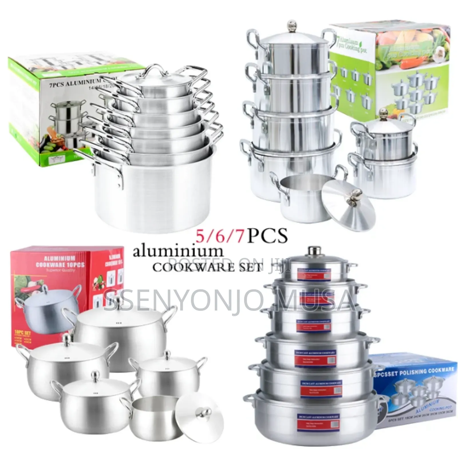 7pcs Aluminium Cooking Saucepans Serving Dishes|Silver
