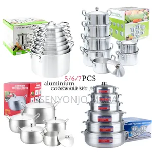 7pcs Aluminium Cooking Saucepans Serving Dishes|Silver