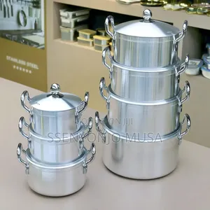 7pcs Aluminium Cooking Saucepans Serving Dishes|Silver