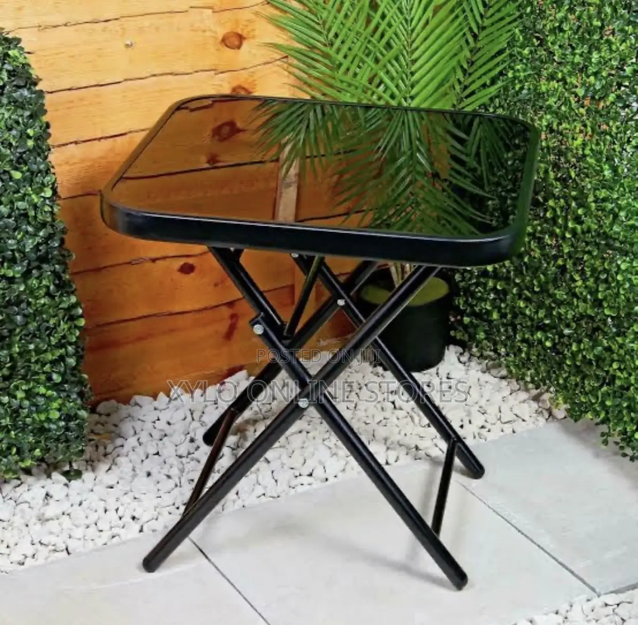 A Folding Glass Table Black