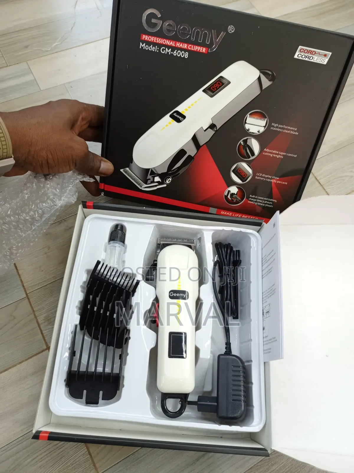 Geemy Professional Rechargeable Hair Clipper, Model Gm-6008.