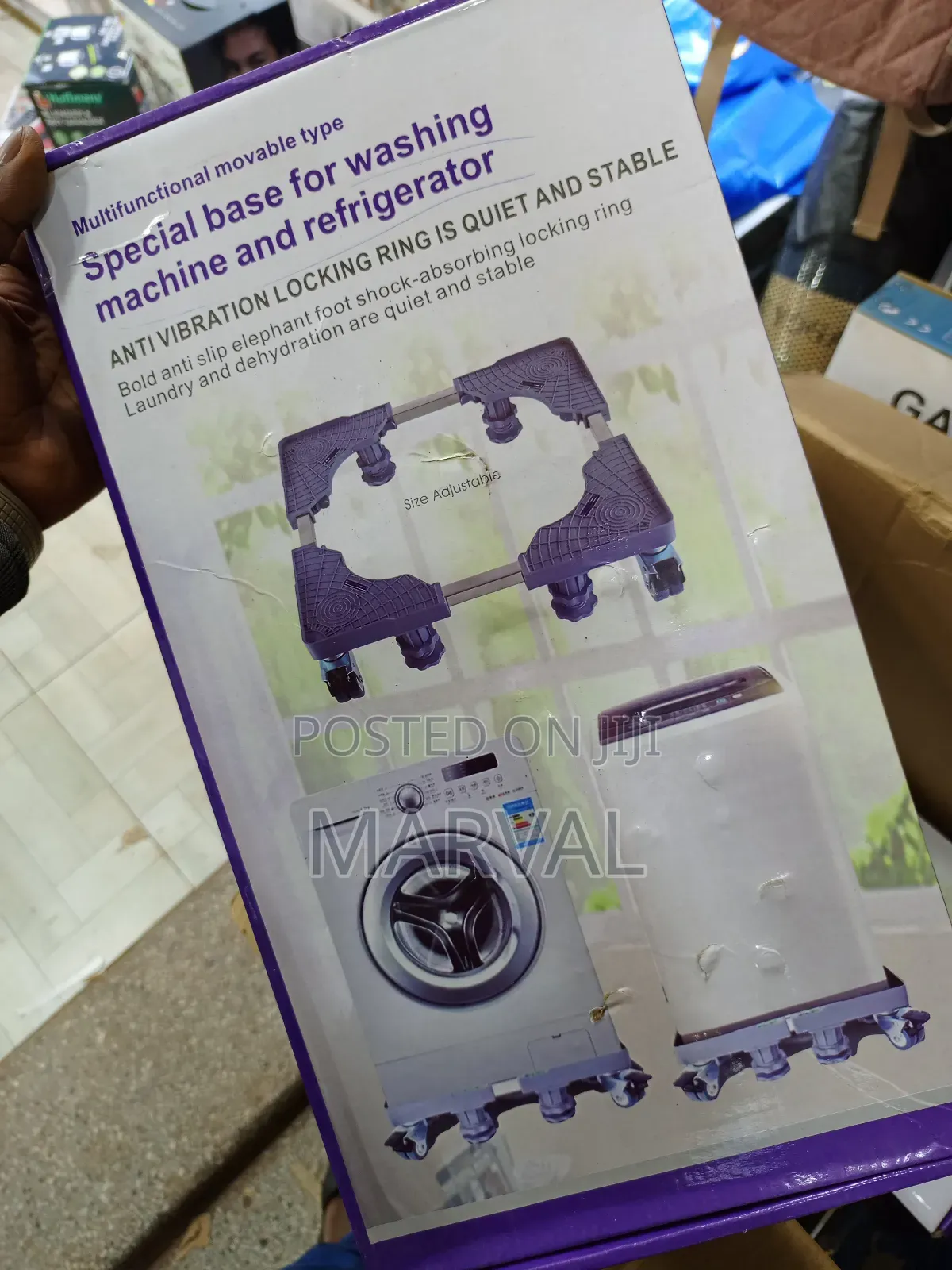 Adjustable Movable Base for Washing Machines and Refrigerators.