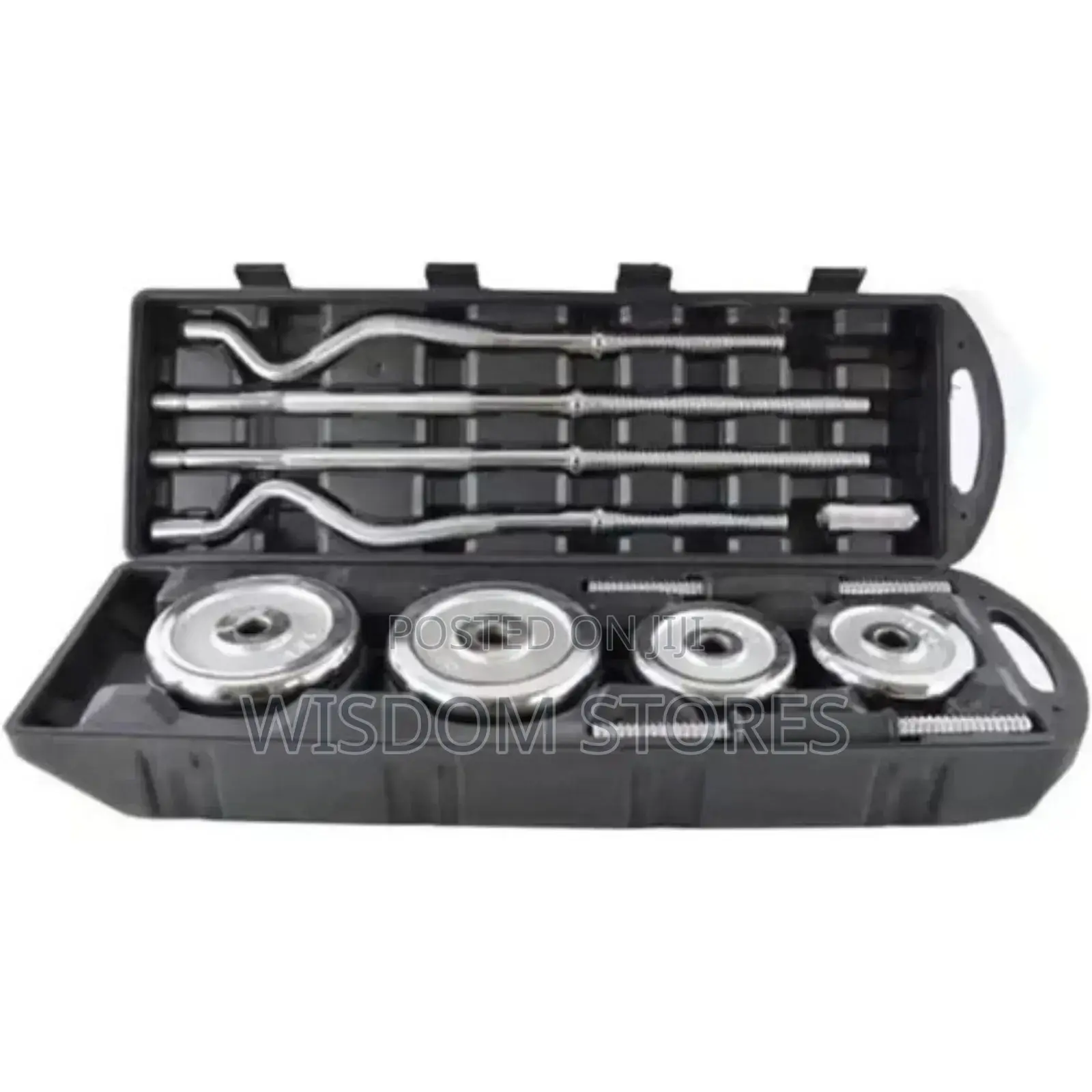 Home Gym 55kg Adjustable Chrome Dumbbell Barbell Set With Carry Case