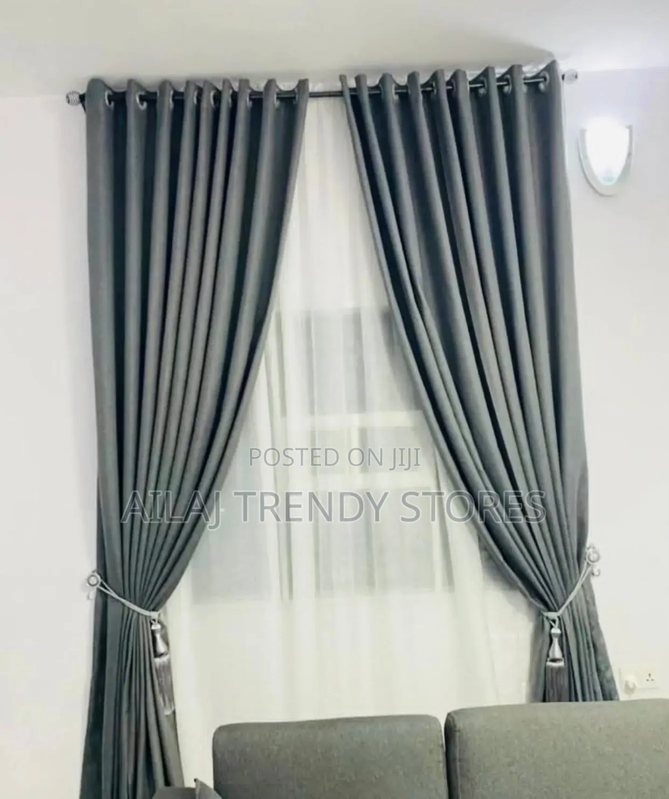 Gray Window Hangings Per Metre