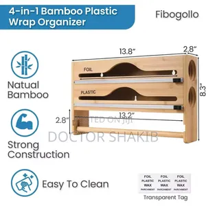 Wall-Mounted Bamboo Wrap Dispenser and Organizer.