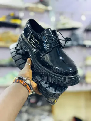 Black Patent Leather Chunky Soled Shoe