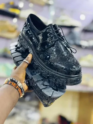 Black Patent Leather Chunky Soled Shoe
