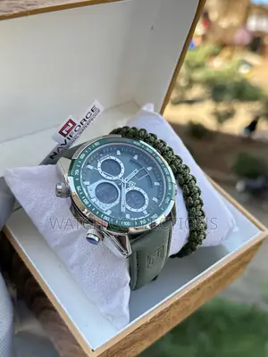 Dual Analog and Digital Leather Naviforce Watch