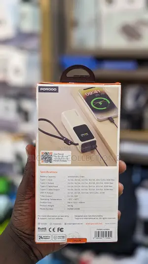 Porodo20000mah Powerbank With Built-in Type-c Cable, Smart Tft Display
