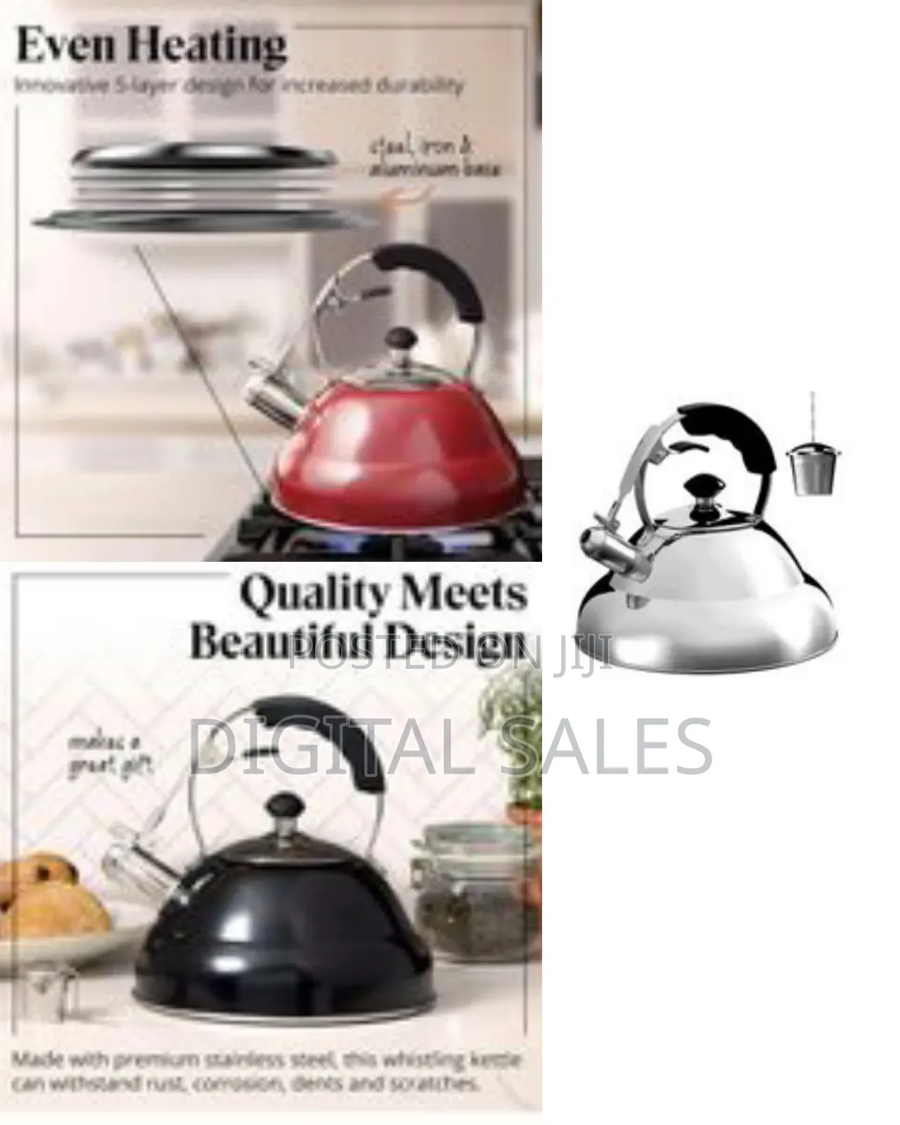 Premium Stainless Steel Stovetop Kettle With Tea Infuser, 6 Litres