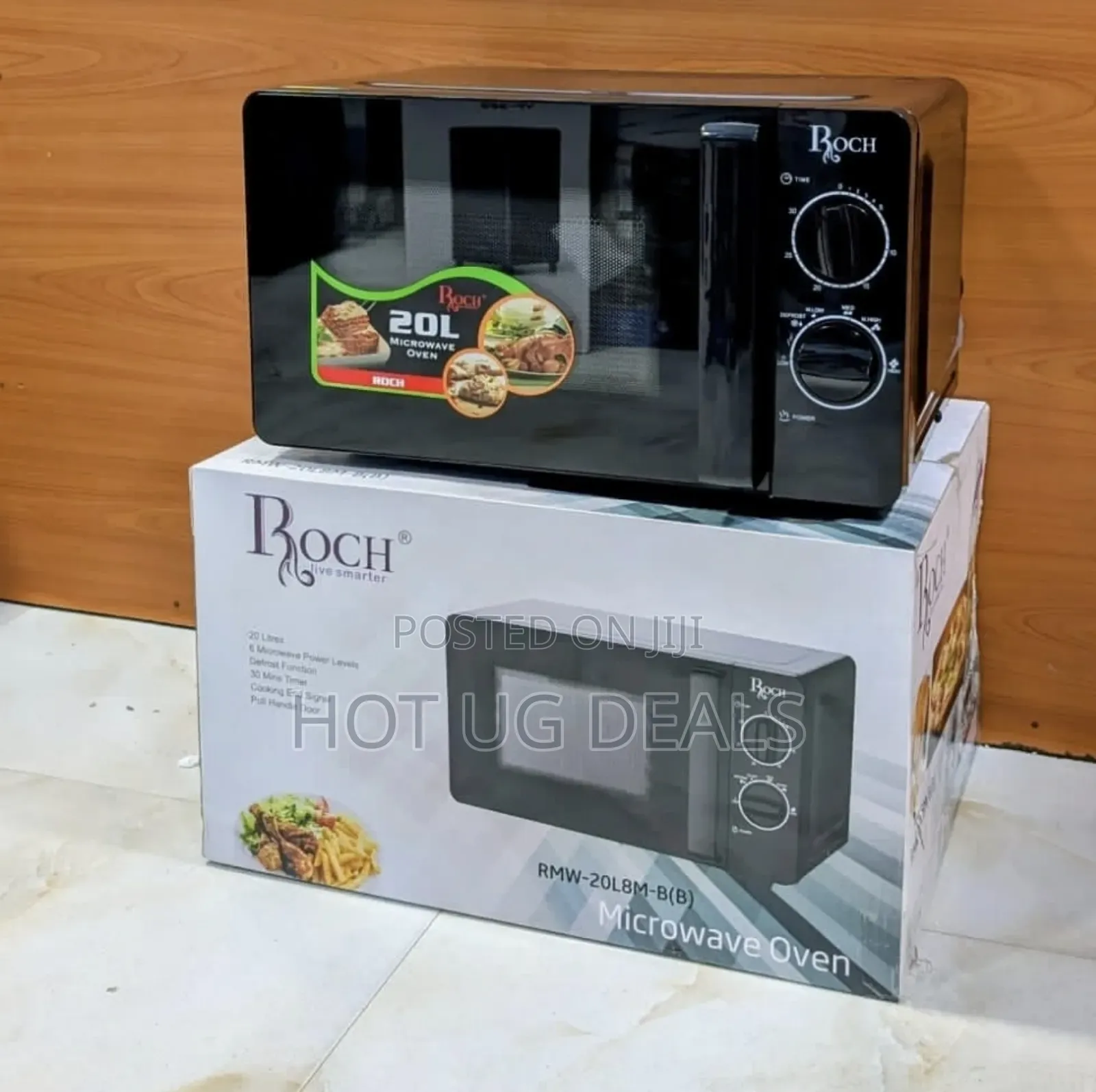 Roch 20l High Tech Mirror Door Microwave Oven - Black