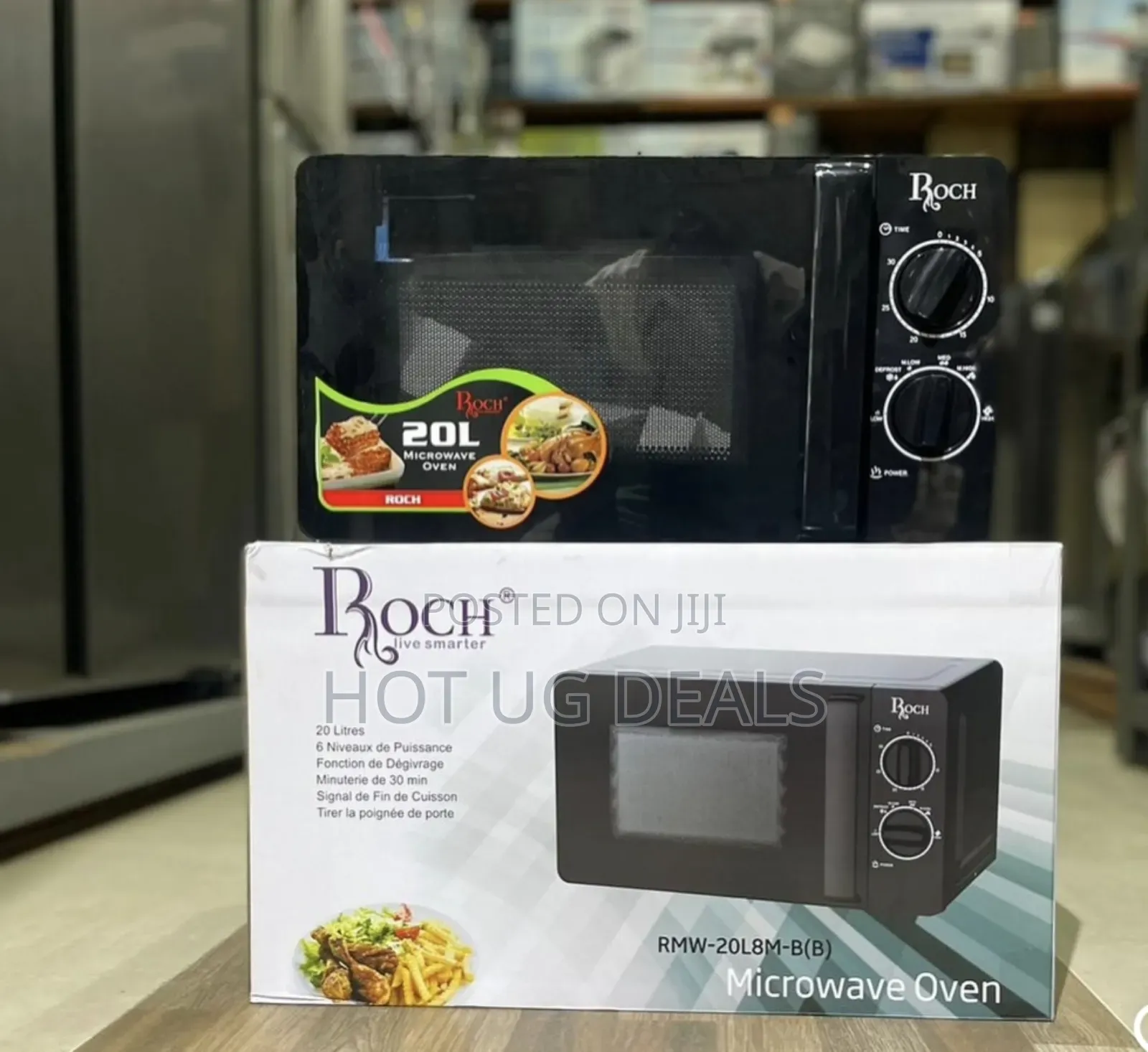 Roch 20l High Tech Mirror Door Microwave Oven - Black