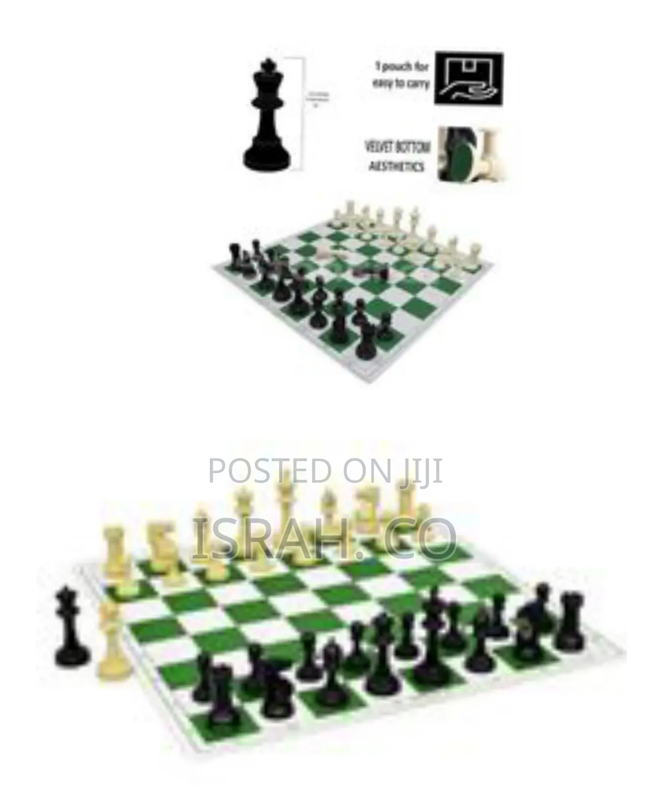 Tournament-Style Plastic Chess Set With Roll-Up Vinyl Mat - Multicolor