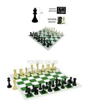 Tournament-Style Plastic Chess Set With Roll-Up Vinyl Mat - Multicolor