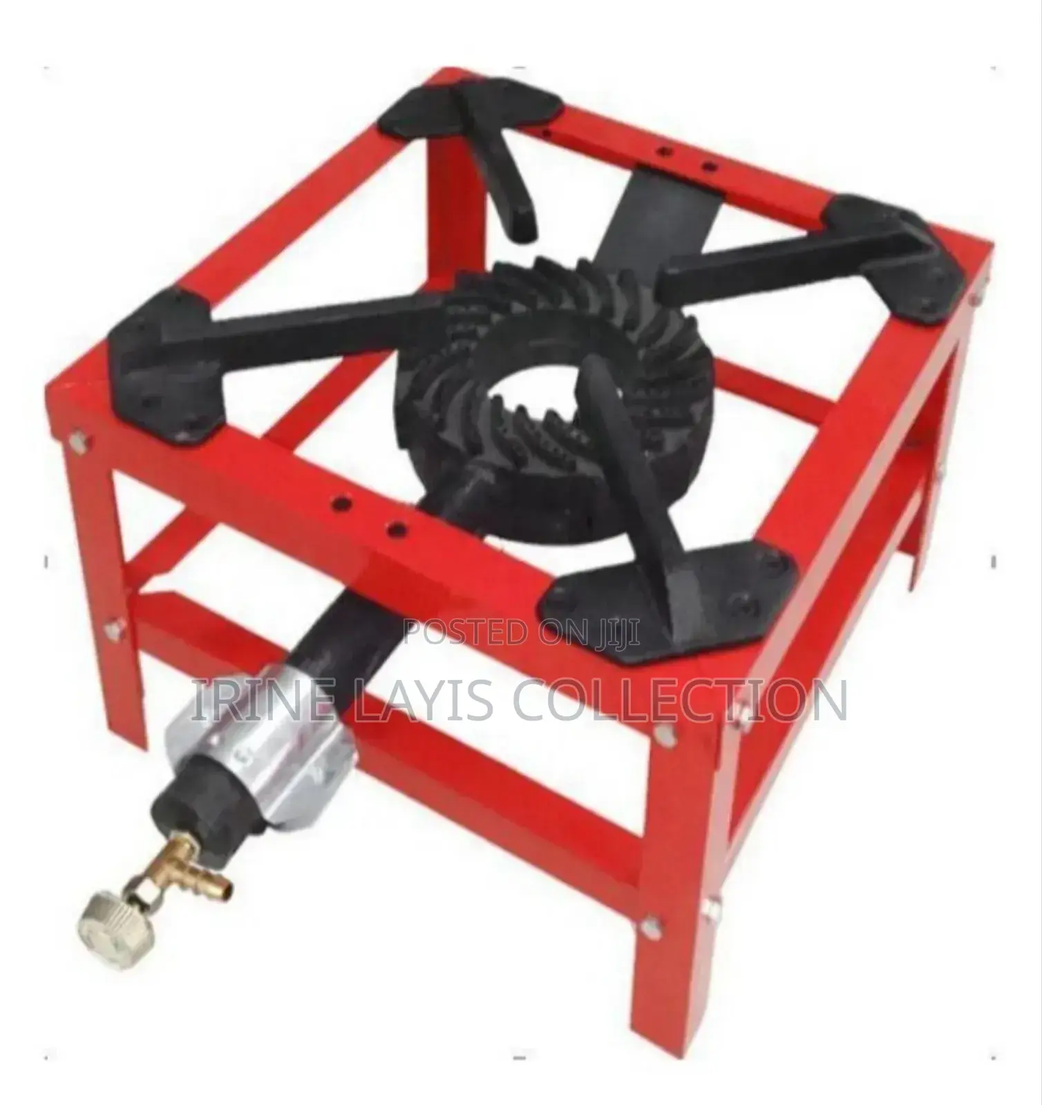 Heavy-Duty Single-Burner Red Gas Stove.
