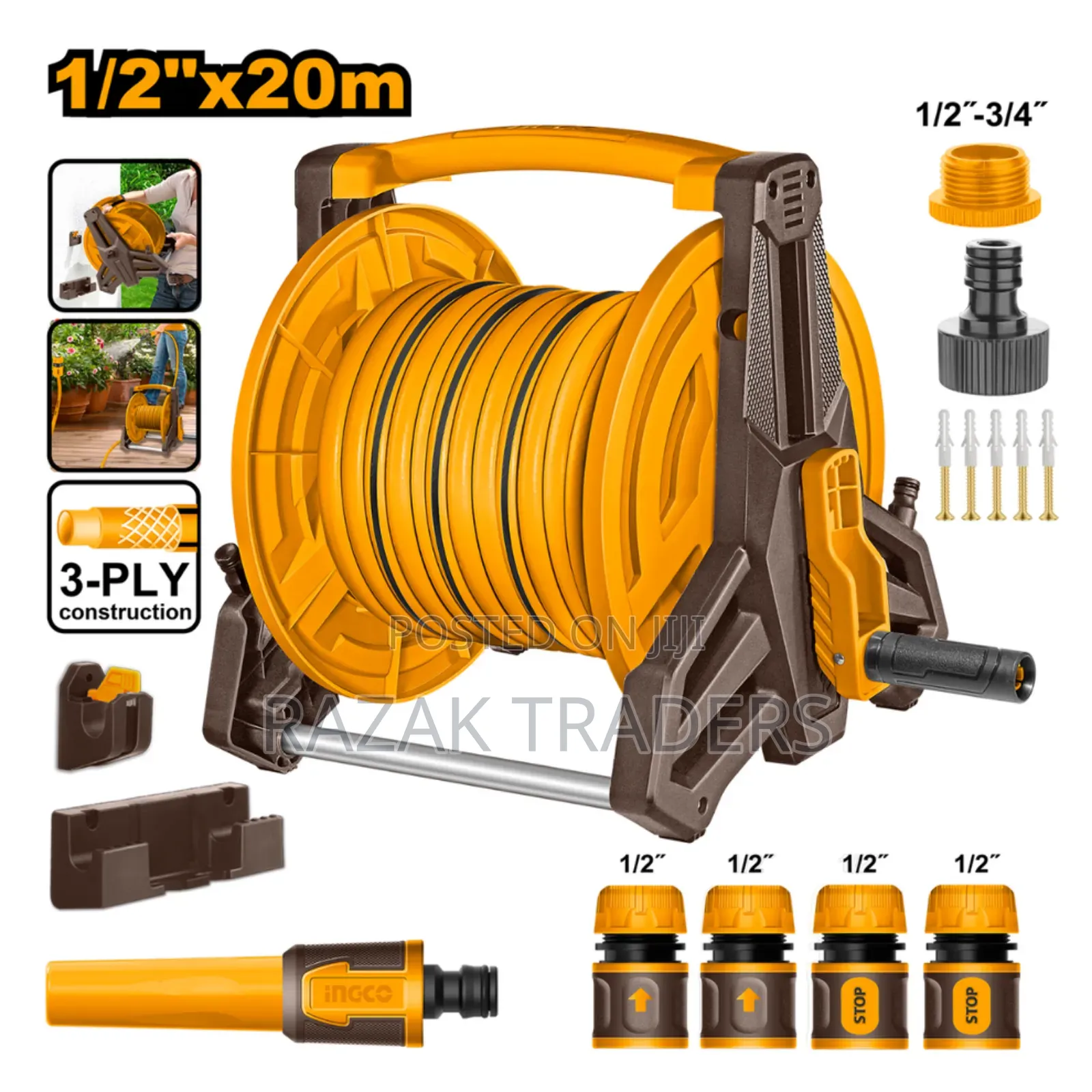 Ingco Hose Reel Set 20m With Hose Pipe