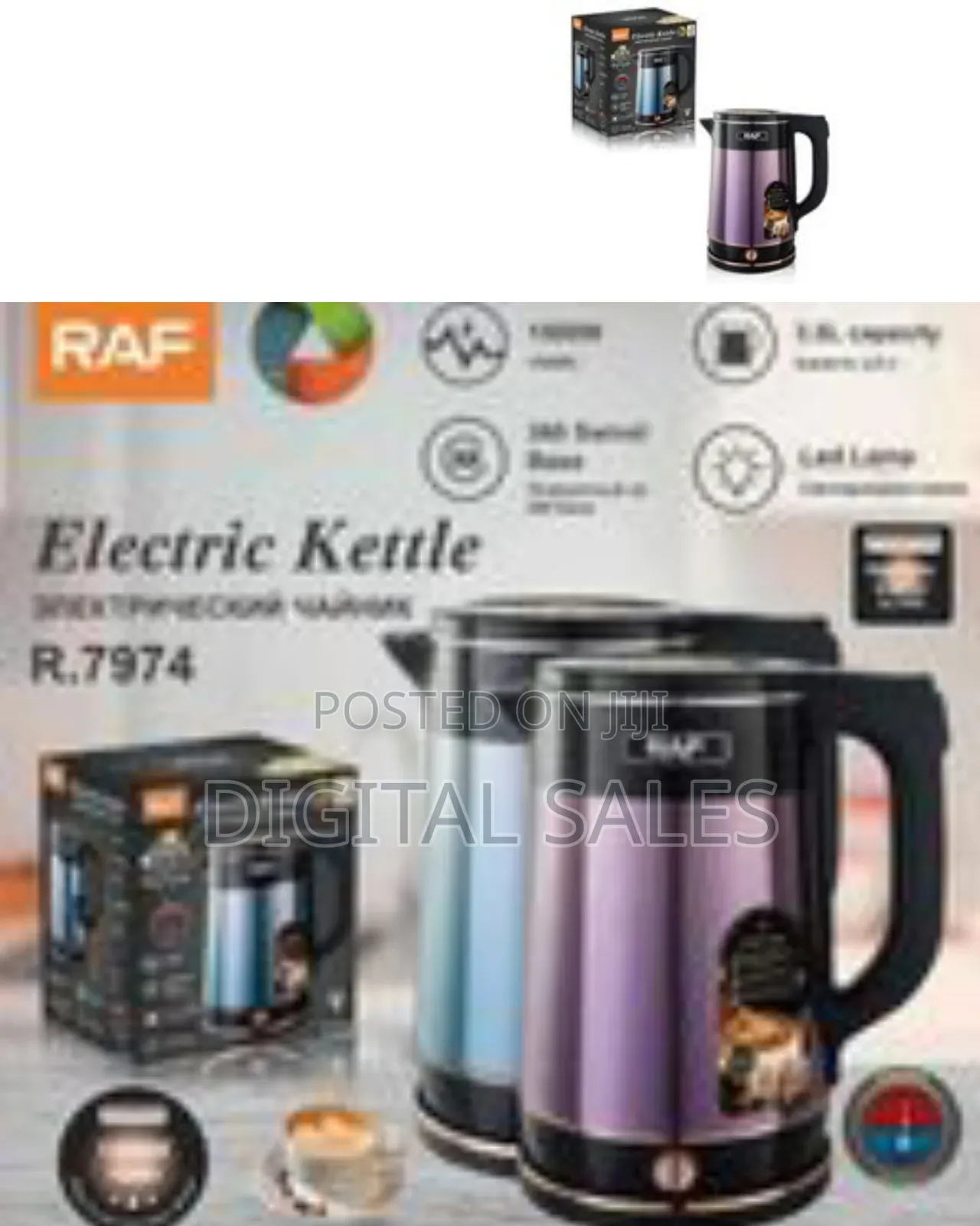 Raf Stylish Cordless Electric Kettle With Swivel Base -