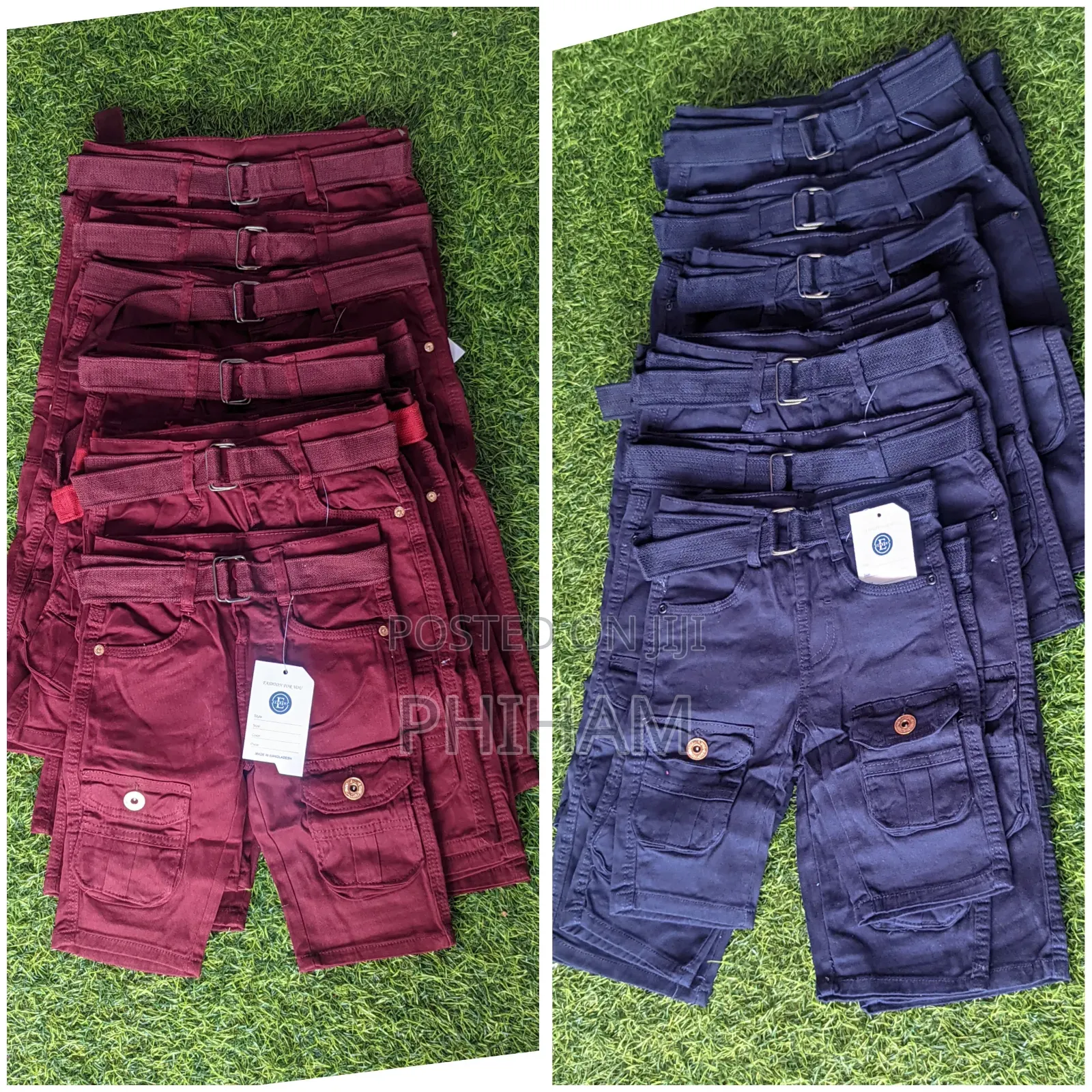 Boys Cargo Shorts(Maroon and Navy Blue)