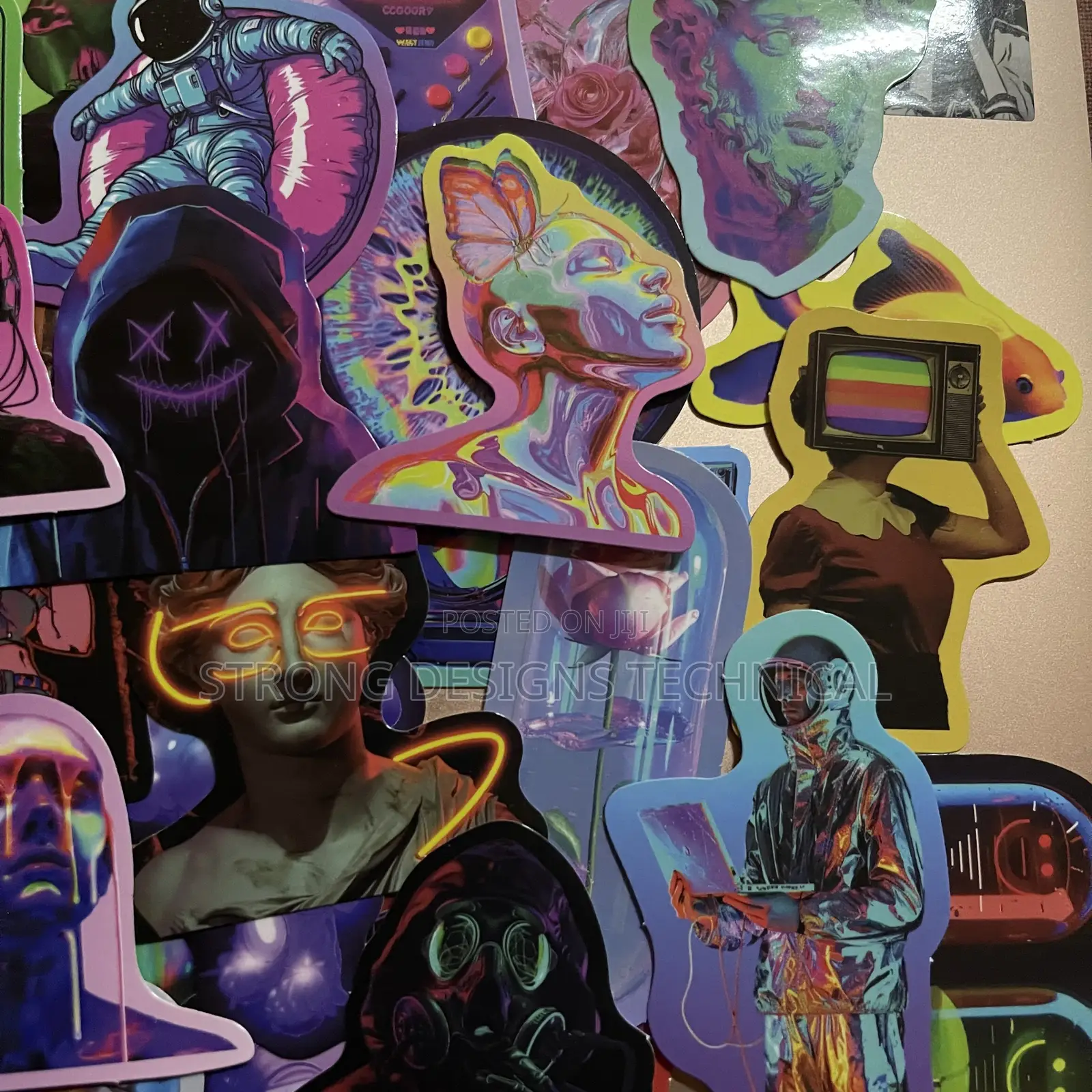 Neon Graphic Stickers for Laptops/ Phone Cases/ Computers/ Speakers