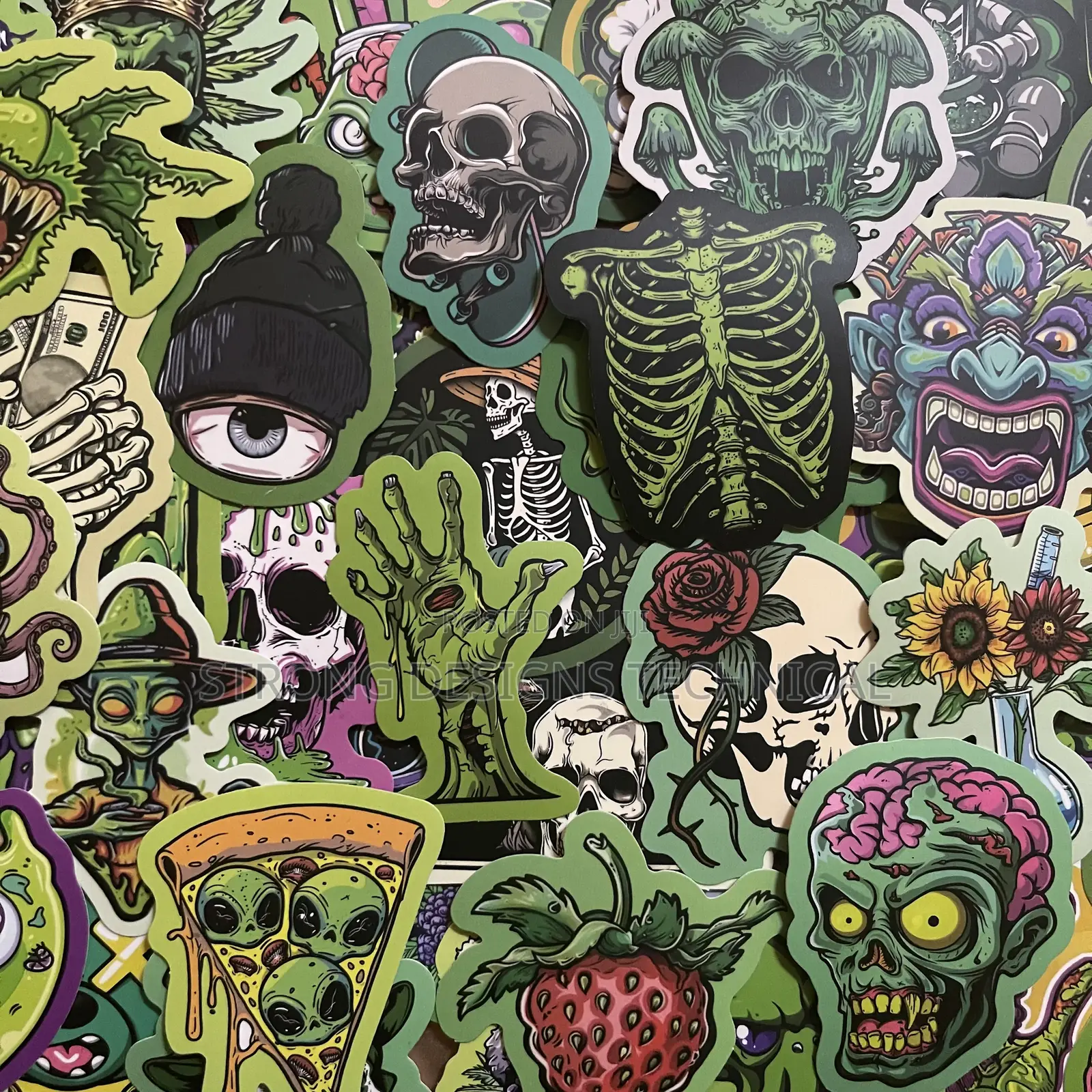 Green Skull Graphic Stickers for Laptops/ Tablets / iPad Covers