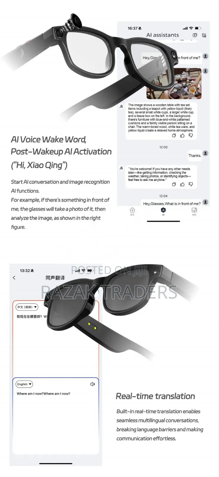 Smart Glasses With Camera, Hd Camera Glasses for Men Women,1080p Video