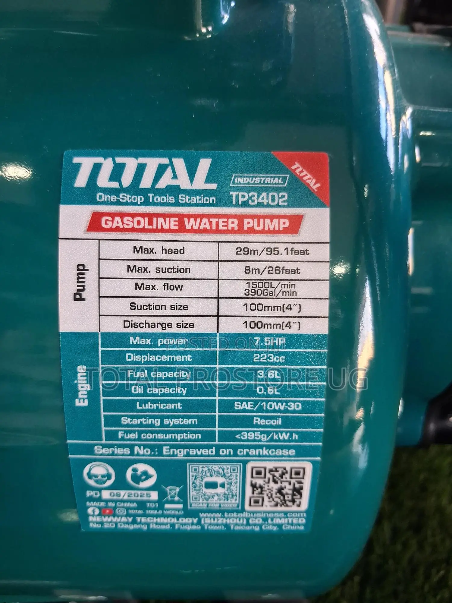 Gasoline Water Pump 100mm(4") 7.5hp