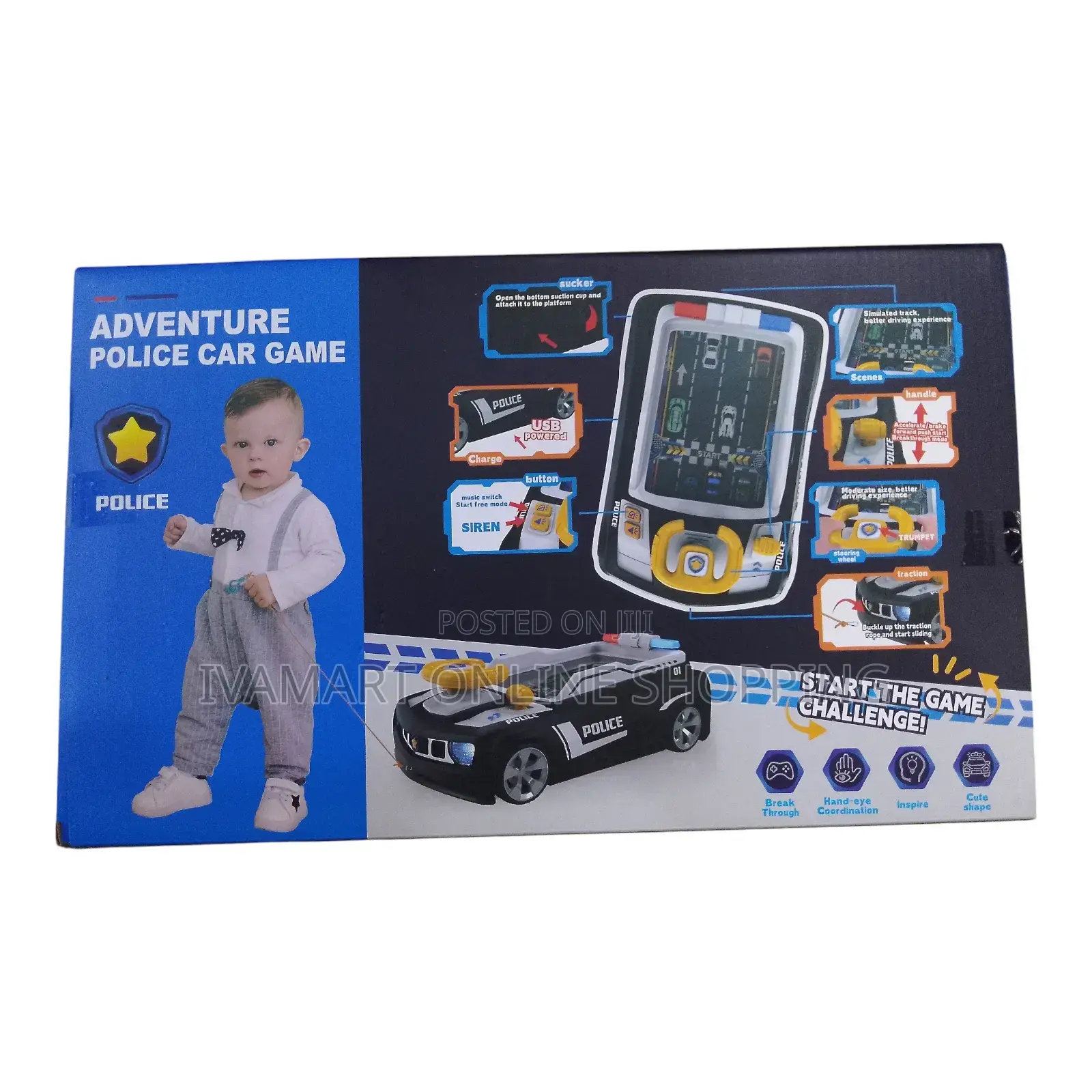 Adventure Racing Car Game Steering Wheel Toy for Children