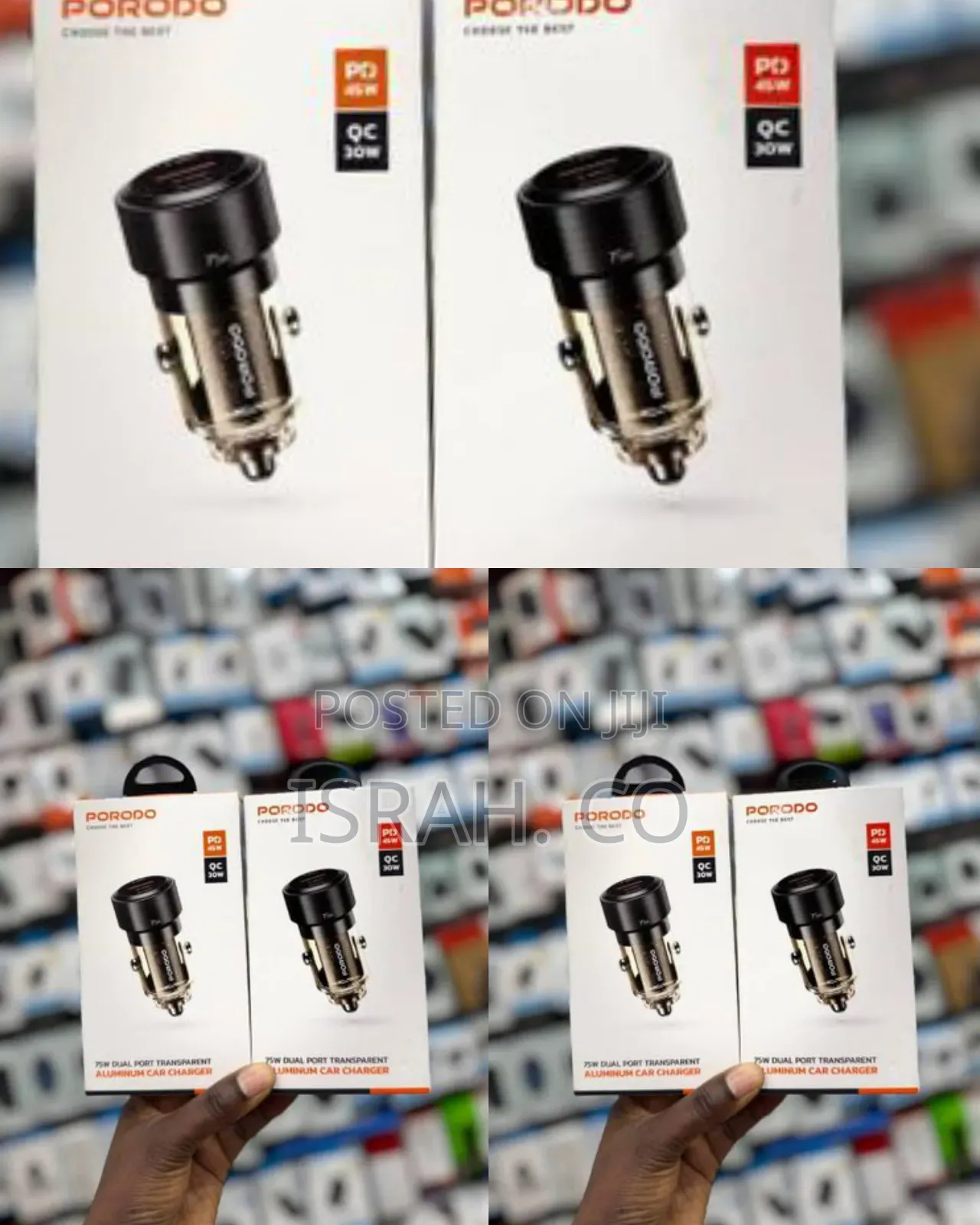 Porodo 75w Dual Port Transparent Aluminum Car Charger
