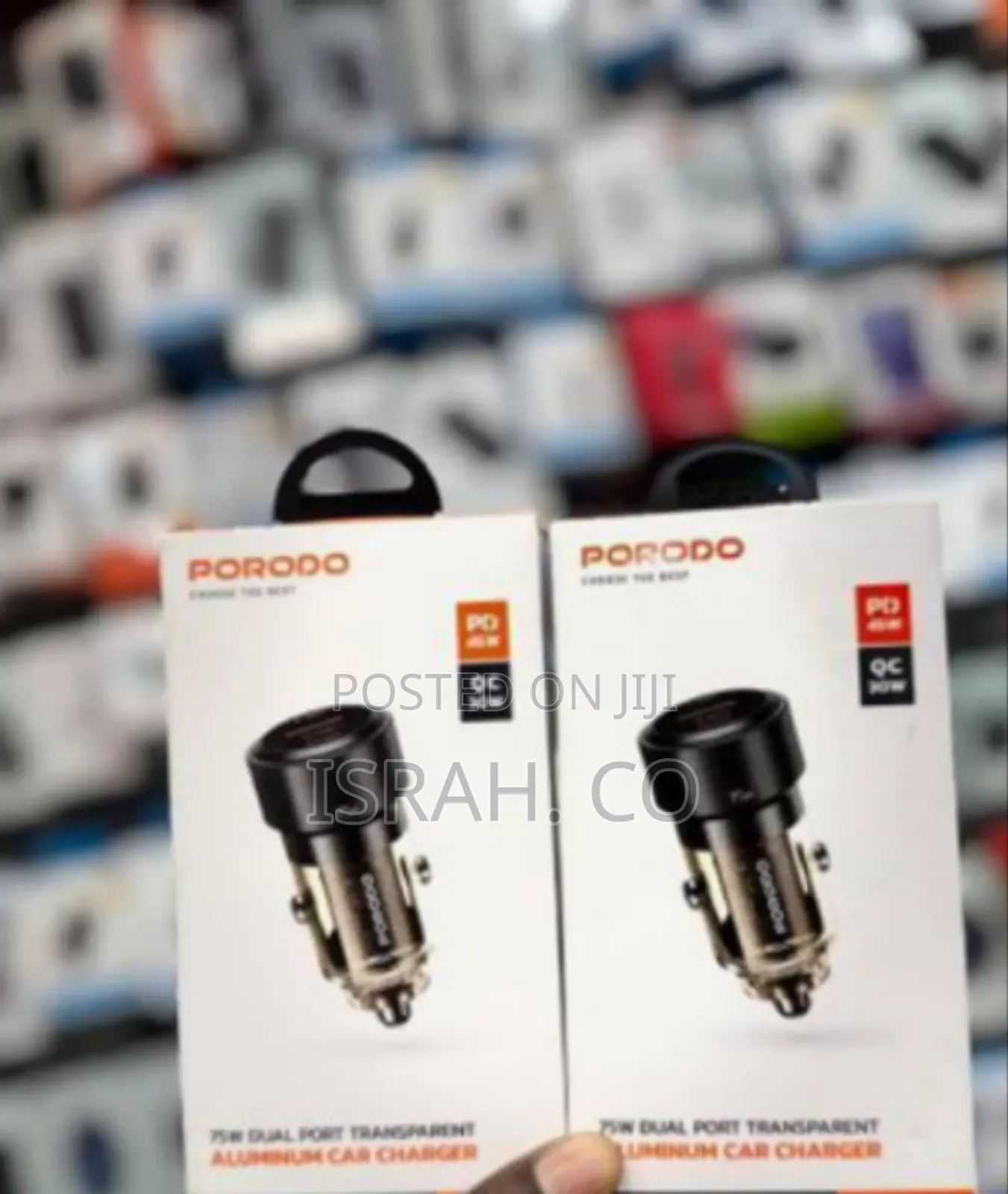 Porodo 75w Dual Port Transparent Aluminum Car Charger
