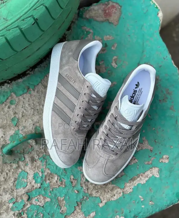 Original Adidas Gazelle Wolf Grey Suede Sneakers for sale - Rafah Raxak   Price: USh 185,000 on Jiji.ug [Central Division]