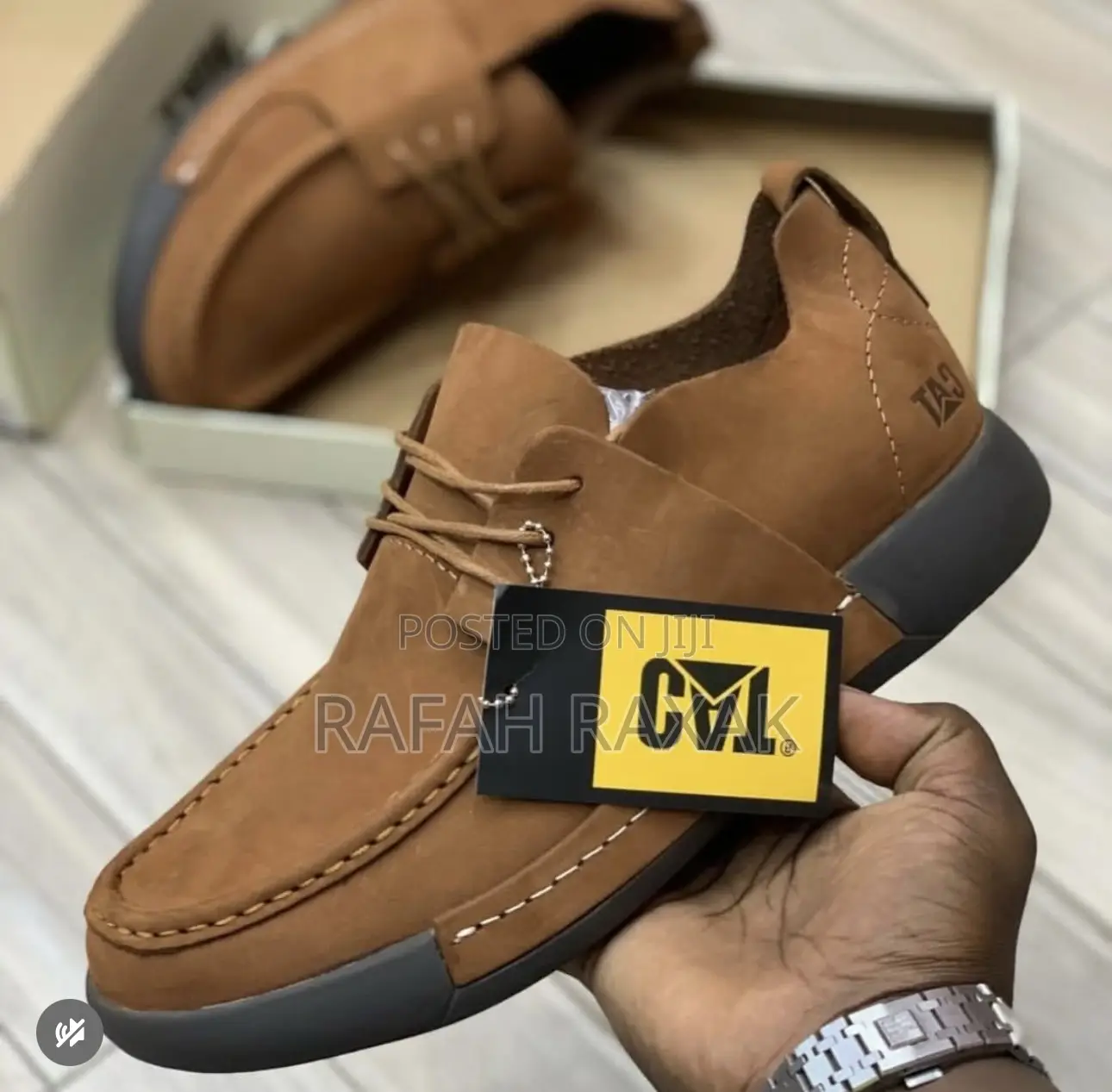 Men’S Brown Cat Casual Premium Leather Low Shoes