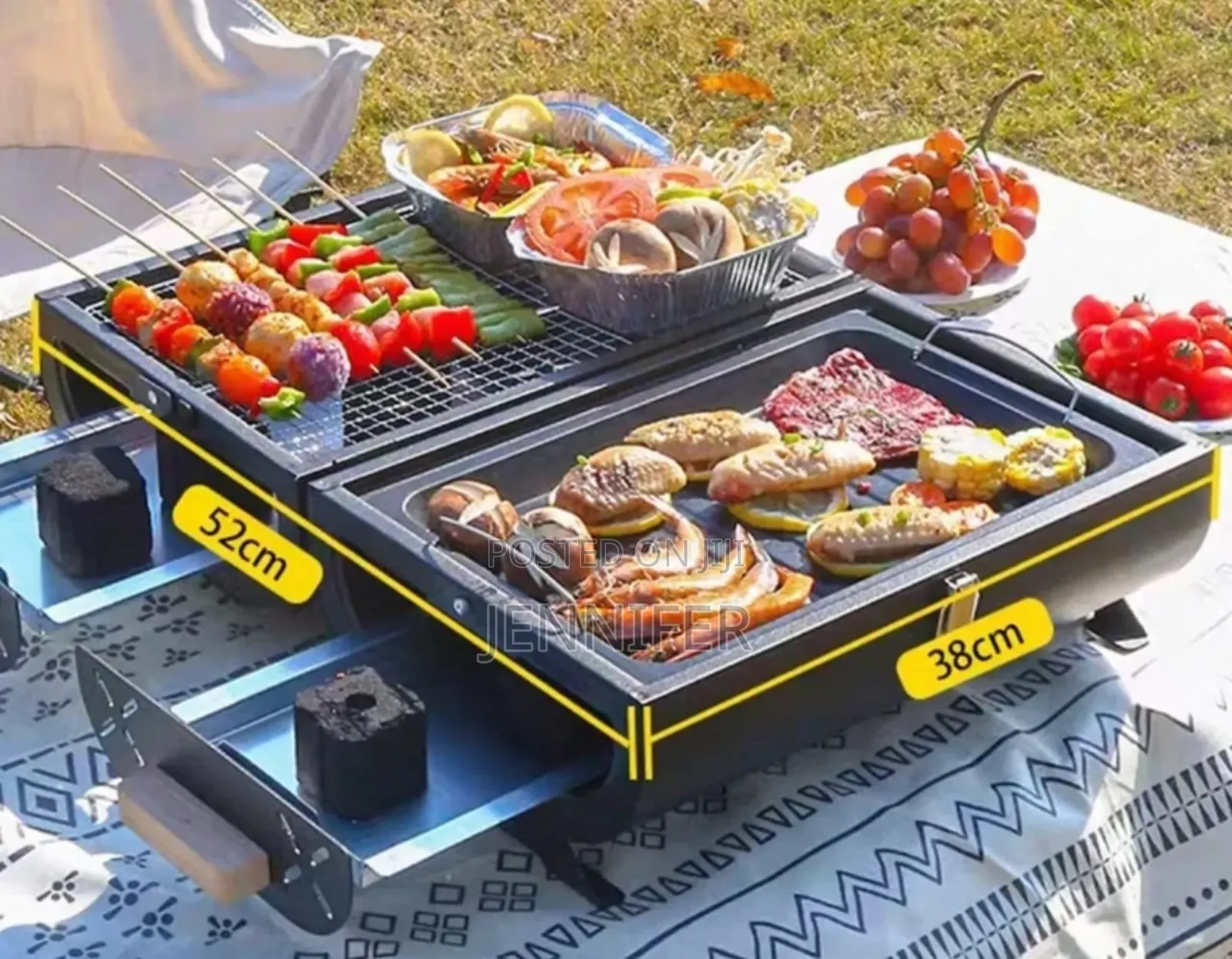 Portable, Double-sided Charcoal Barbecue Grill