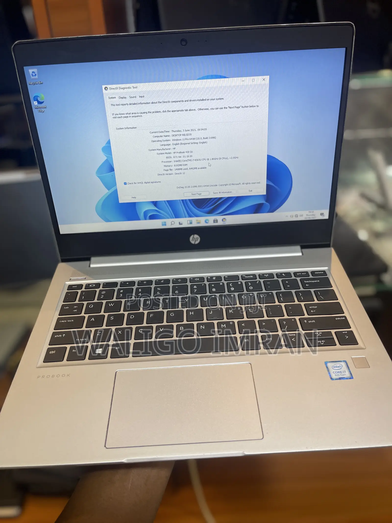 Laptop HP 430 G6 8GB Intel Core i7 SSD 256GB