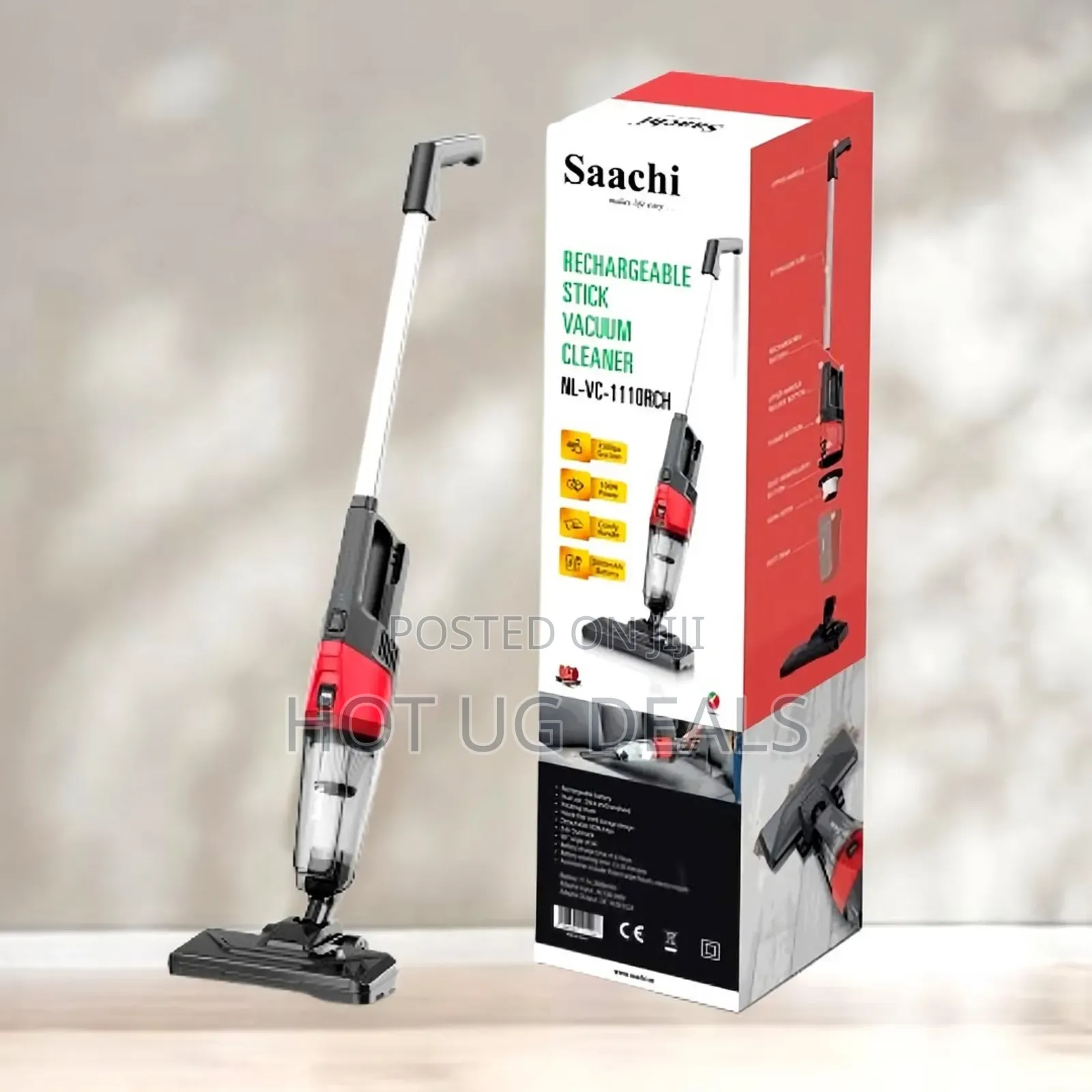 Saachi 2-in-1 Rechargeable Cordless Stick Vacuum Cleaner.
