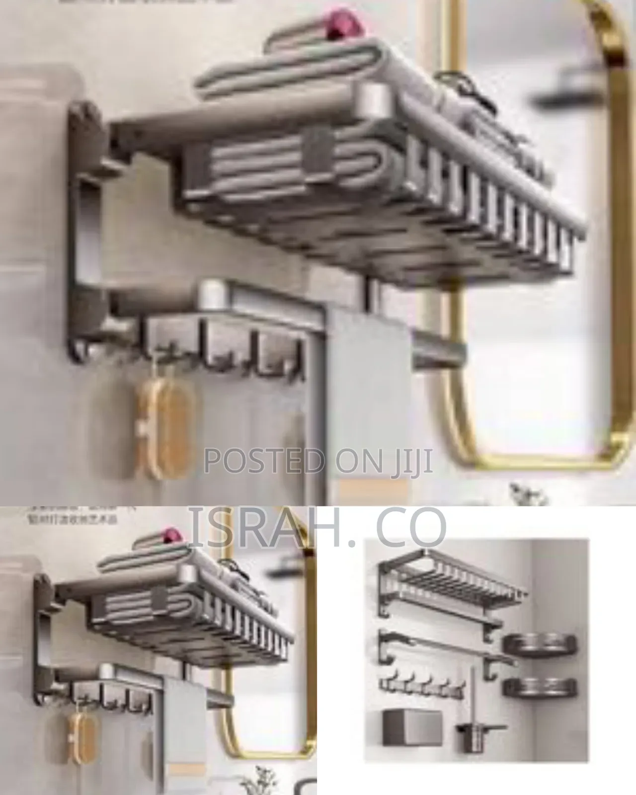 Complete Modern Aluminum Bathroom Accessory and Storage Set
