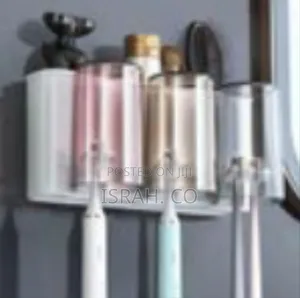 Wall-Mounted Multi- Toothbrush Toiletry Holder With Magnetic Cups