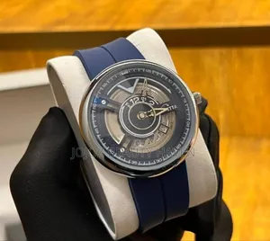 Men's Casual Watch With Blue Rubber Strap