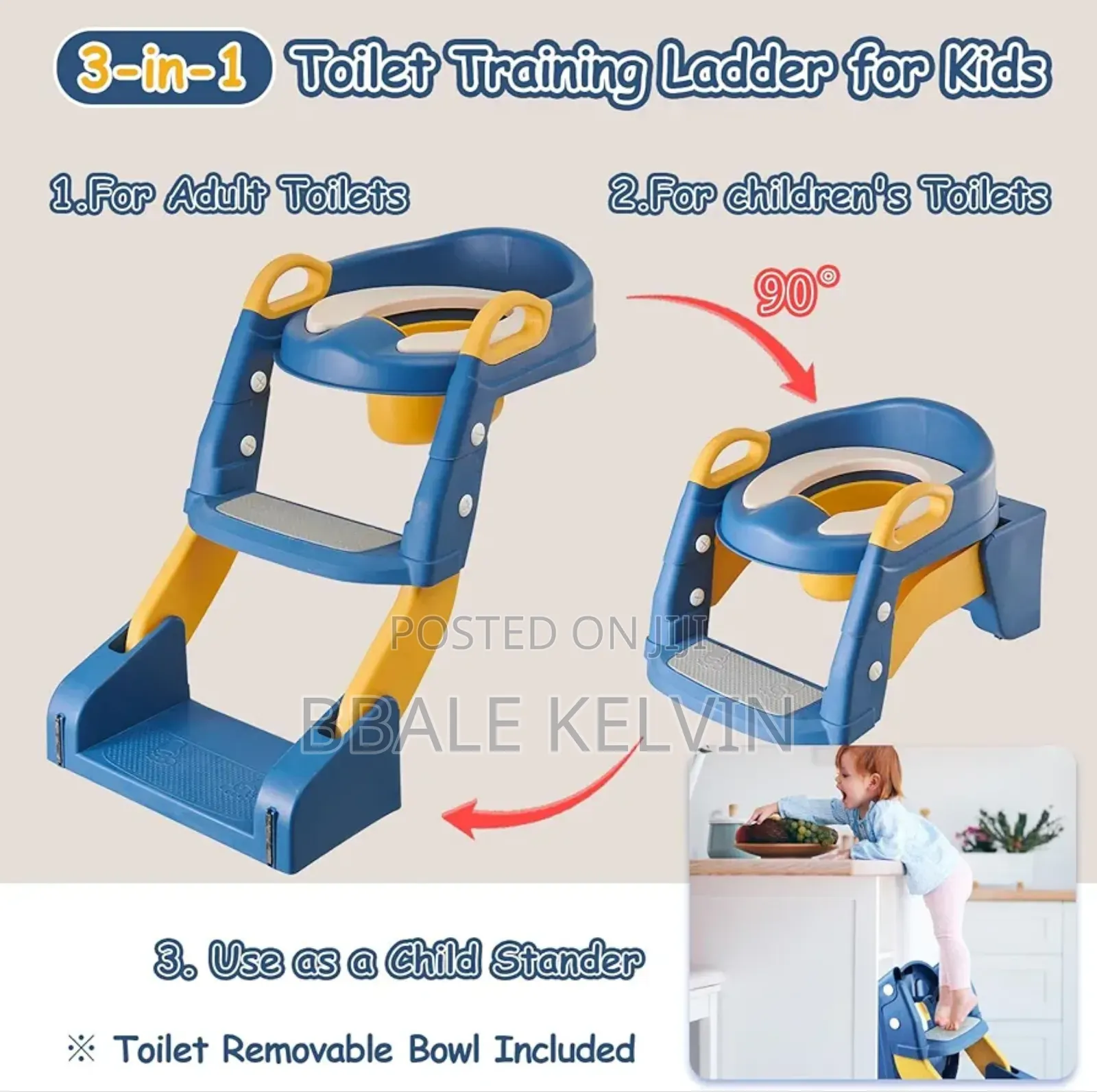 3 in 1 Toddler Potty Training Seat Chair With Ladders