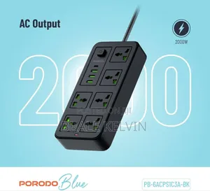 Porodo Blue Power Extension 6 Universal Sockets Power Strip