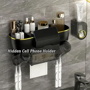 Toothbrush Holders Wall Mounted With Toothpaste Dispenser