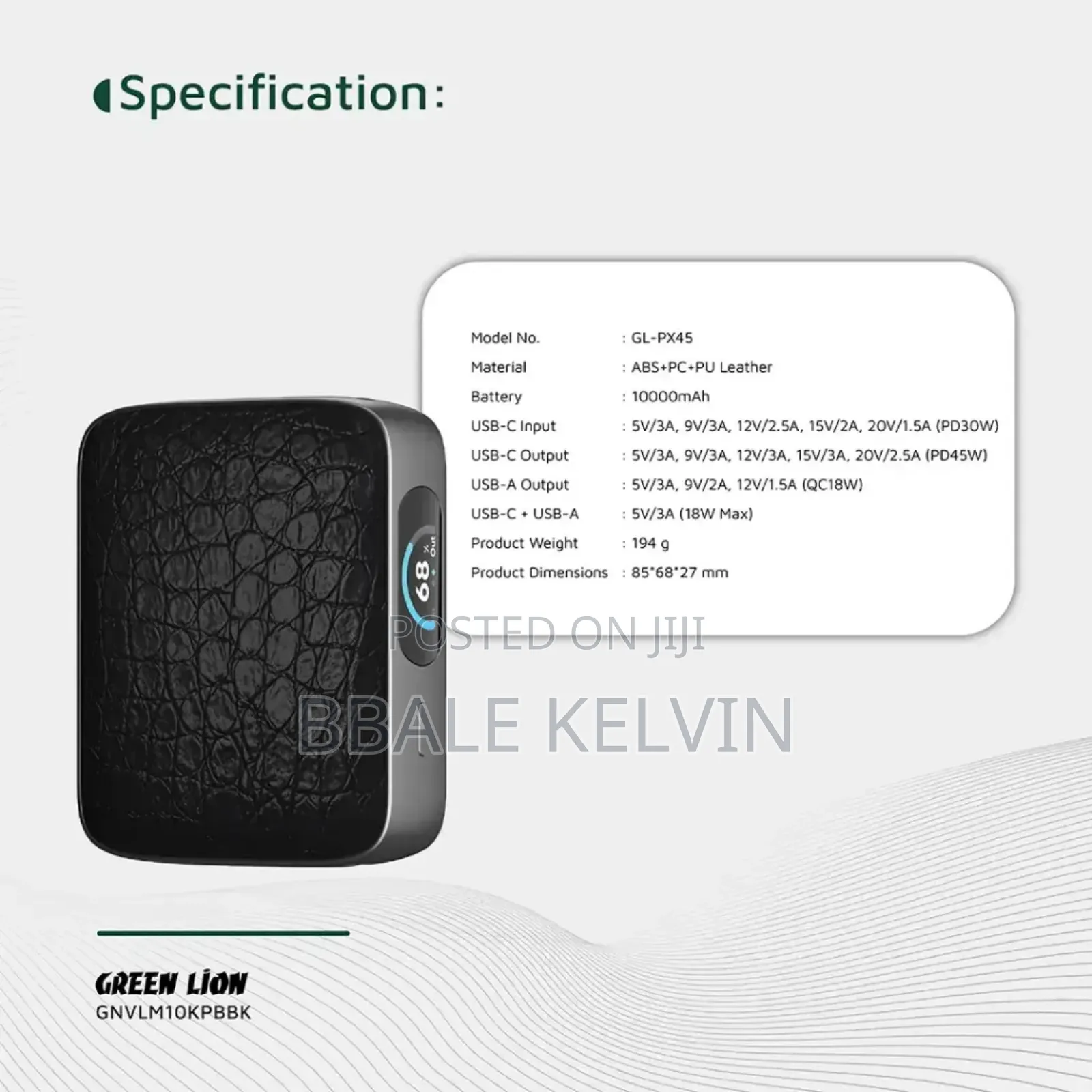 Green Lion Valmont 10000mah Power Bank 45w Pd