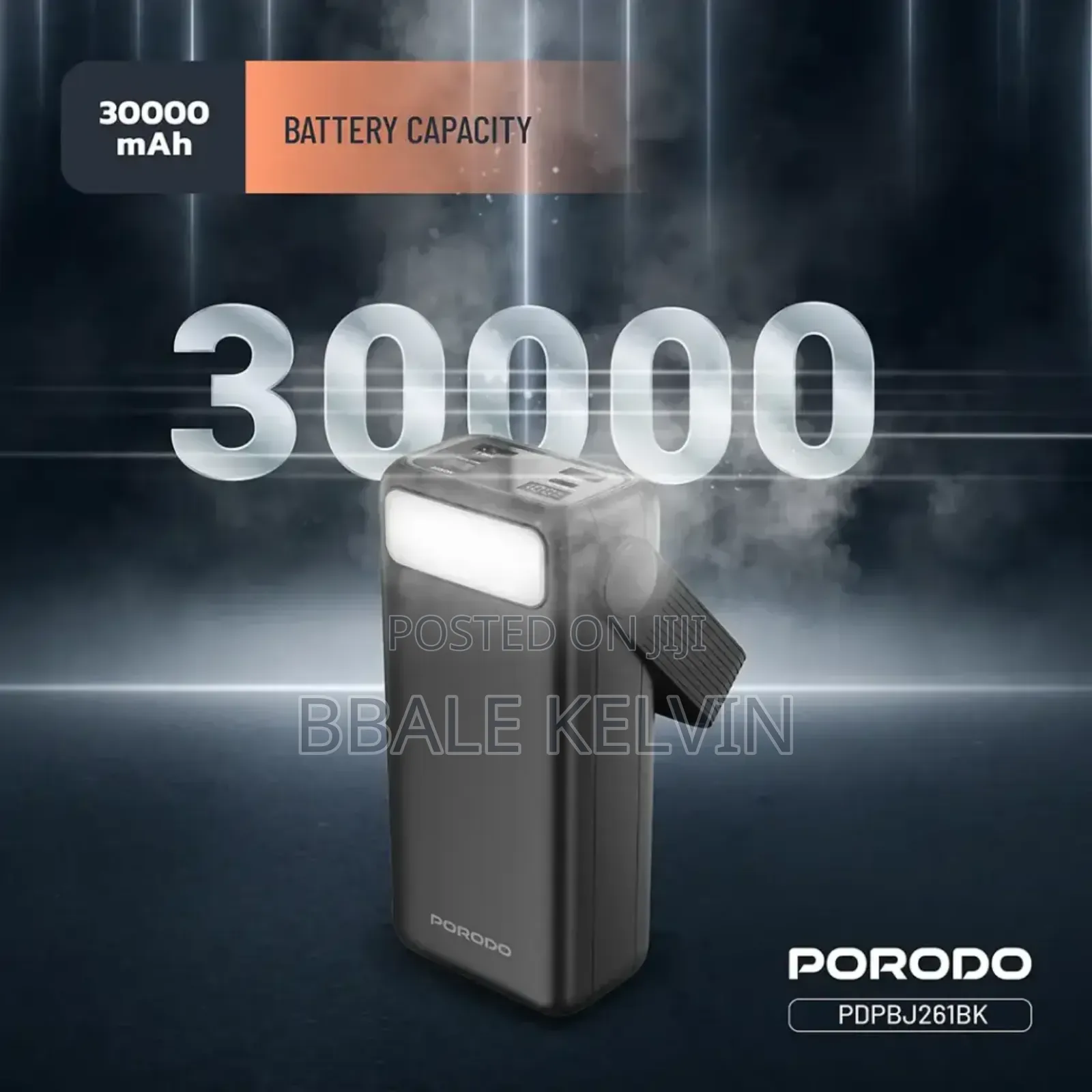 Porodo Lara 30000mah Power Bank With Integrated Cables and Flashlight