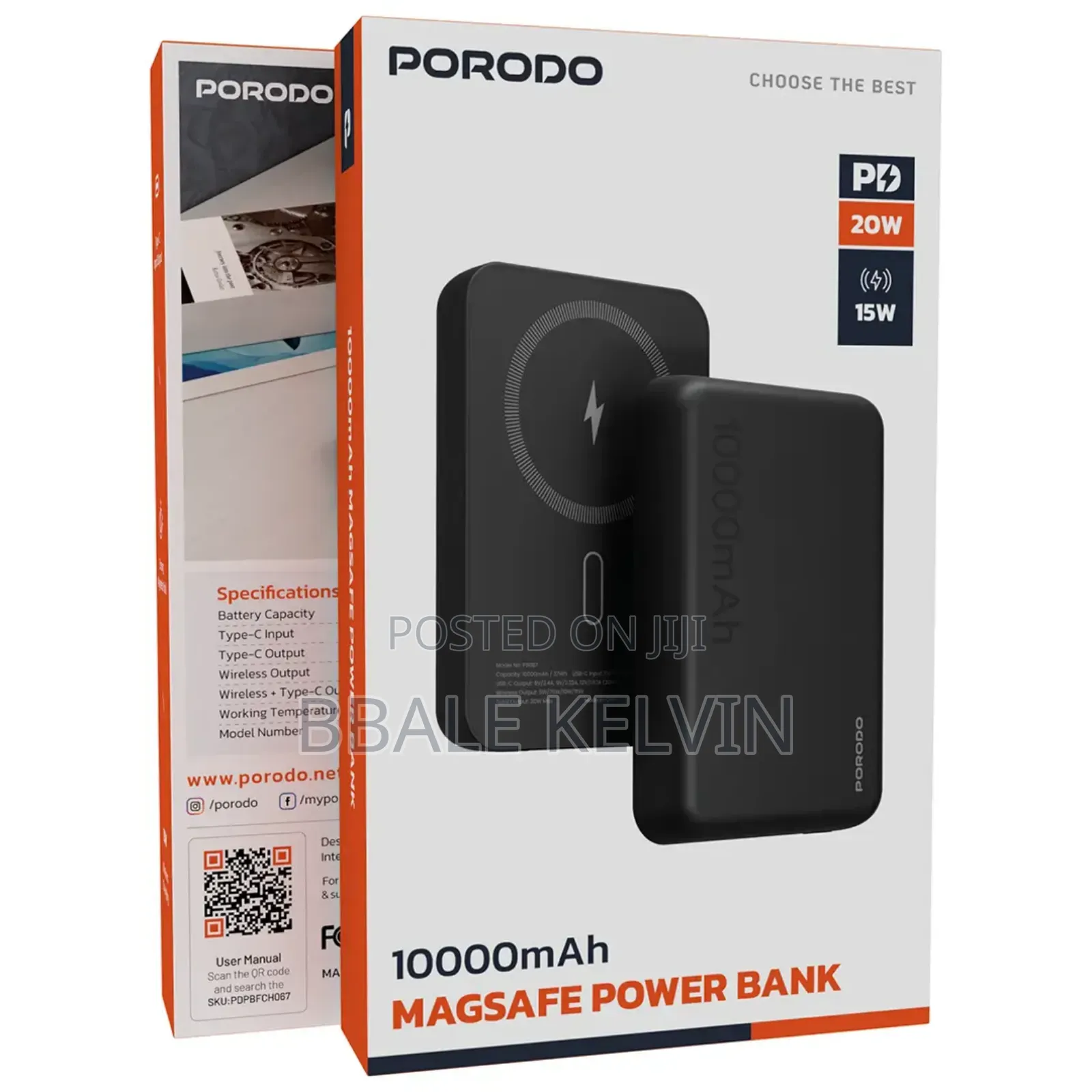 Porodo 10000mah Magsafe Power Bank 20w / Strong Magnetic Hold