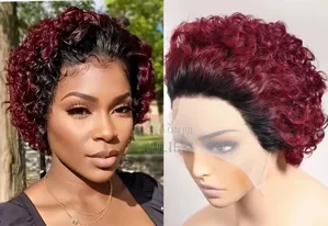 Black/Burgundy Pixie Human Hair Wig