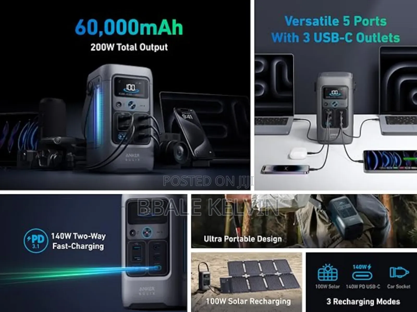 Anker Solix C200 Dc Power Bank Station (60,000mah) 192wh Power Station